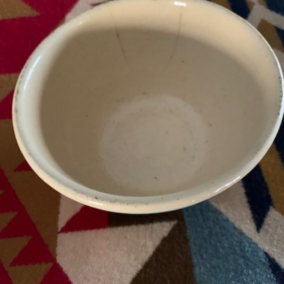 Antique Watt Blue and Pink Striped Spongeware Bowl - Picture 6 of 6